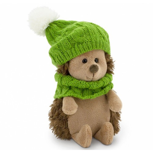Przytulanka Jeżyk w zielonej czapce z pomponem – 18cm