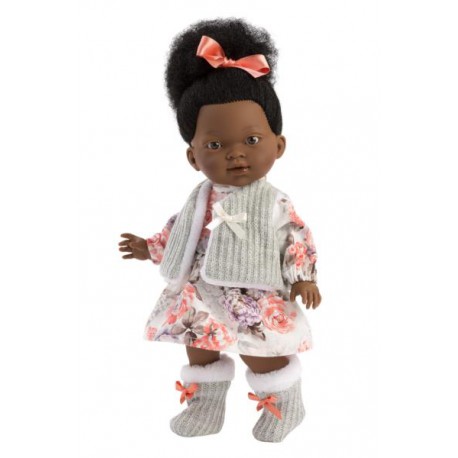 Hiszpańska lalka Zoe Afrykanka kwiatowa - 28cm
