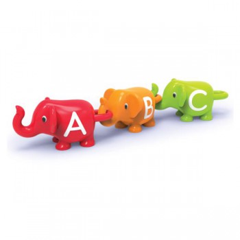 Figurki do nauki liter i poznawania kolorów, Słonie ABC, Zestaw 26 szt. - Snap & Learn