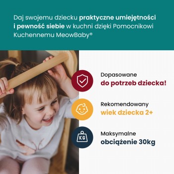 MeowBaby® Kitchen Helper z Tablicą, Drewniany Pomo