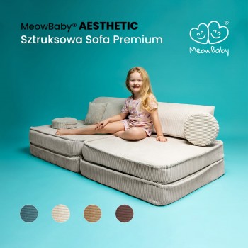 MeowBaby® Aesthetic Sztruksowa sofa dziecięca Prem